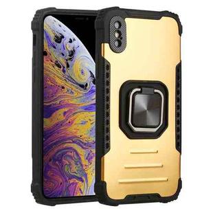 For iPhone XS Max Fierce Warrior Series Armor All-inclusive Shockproof Aluminum Alloy + TPU Protective Case with Ring Holder(Gold)