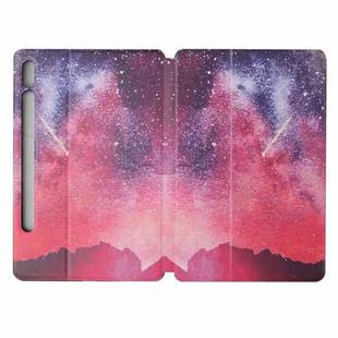For Samsung Galaxy Tab S8 / Galaxy Tab S7 SM-T870/T875 Dual-folding Coloured Drawing Voltage Horizontal Flip PU Leather Case with Holder & Sleep / Wake-up Function(Starry Sky)