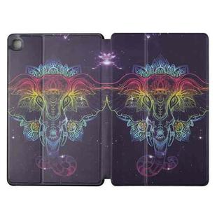 For Samsung Galaxy Tab S6 Lite 10.4 P610/P615 Dual-folding Coloured Drawing Voltage Horizontal Flip PU Leather Case with Holder & Sleep / Wake-up Function(Watercolor Elephant)