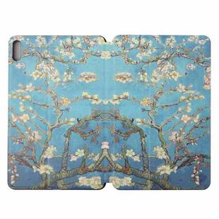 For Huawei Mate Pad 10.4 Dual-folding Coloured Drawing Voltage Horizontal Flip PU Leather Case with Holder & Sleep / Wake-up Function(White Cherry Blossoms)