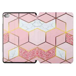 For Huawei M5 Lite 10.1 Dual-folding Coloured Drawing Voltage Horizontal Flip PU Leather Case with Holder & Sleep / Wake-up Function(Pink Gilt Marble)