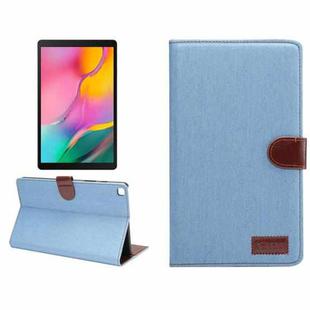 For Samsung Tab A7 Lite T220 / T225 Denim Texture PC Horizontal Flip Leather Protective Case, with Holder & Card Slots & Wallet & Photo Frame(Light Blue)