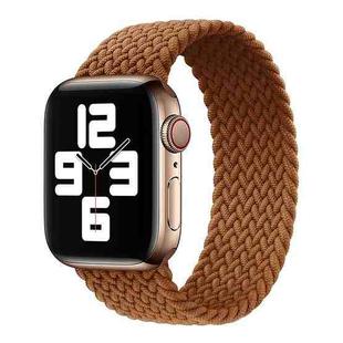 Metal Head Braided Nylon Solid Color Watch Band For Apple Watch Ultra 49mm / Series 8&7 45mm / SE 2&6&SE&5&4 44mm / 3&2&1 42mm, Size:XS 135mm(Coffee)