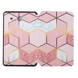 For Samsung Galaxy Tab E 9.6 T560/T561/T565/T567V Dual-folding Coloured Drawing Voltage Horizontal Flip PU Leather Case with Holder(Phnom Penh Marble)