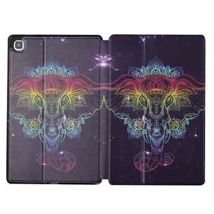 For Samsung Galaxy Tab A7 Lite 8.4 T220/T225 Dual-folding Coloured Drawing Voltage Horizontal Flip PU Leather Case with Holder(Watercolor Elephant)