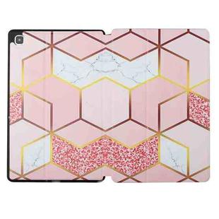 For Samsung Galaxy Tab A7 Lite 8.4 T220/T225 Dual-folding Coloured Drawing Voltage Horizontal Flip PU Leather Case with Holder(Pink Gilt Marble)