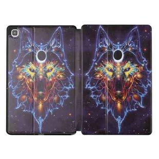 For Samsung Galaxy Tab A 8.0 2019 Dual-folding Coloured Drawing Voltage Horizontal Flip PU Leather Case with Holder(Watercolor Wolf)