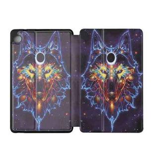 For Huawei Mate Pad T8-8.0 Dual-folding Coloured Drawing Voltage Horizontal Flip PU Leather Case with Holder(Watercolor Wolf)