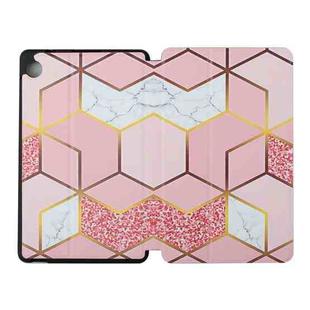 For Huawei Mate Pad T8-8.0 Dual-folding Coloured Drawing Voltage Horizontal Flip PU Leather Case with Holder(Pink Gilt Marble)
