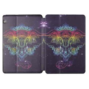 For Huawei MediaPad T3 9.6 / Honor Play 2 Dual-folding Coloured Drawing Voltage Horizontal Flip PU Leather Case with Holder(Watercolor Elephant)