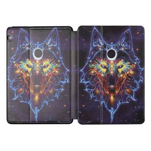 For Huawei MediaPad T5 Dual-folding Coloured Drawing Voltage Horizontal Flip PU Leather Case with Holder(Watercolor Wolf)