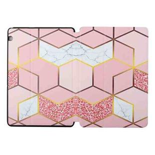 For Huawei MediaPad T5 Dual-folding Coloured Drawing Voltage Horizontal Flip PU Leather Case with Holder(Pink Gilt Marble)