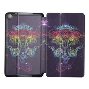 For Huawei MediaPad M5 Lite 8.0 Dual-folding Coloured Drawing Voltage Horizontal Flip PU Leather Case with Holder(Watercolor Elephant)