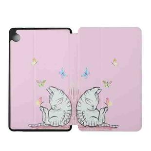 For Huawei MediaPad M5 Lite 8.0 Dual-folding Coloured Drawing Voltage Horizontal Flip PU Leather Case with Holder(Butterfly Cat)