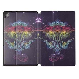 For Lenovo Tab M10 X606 Dual-folding Coloured Drawing Voltage Horizontal Flip PU Leather Case with Holder(Watercolor Elephant)