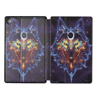 For Lenovo Tab M10 X606 Dual-folding Coloured Drawing Voltage Horizontal Flip PU Leather Case with Holder(Watercolor Wolf)