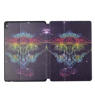 For Lenovo Tab M10 X505 Dual-folding Coloured Drawing Voltage Horizontal Flip PU Leather Case with Holder(Watercolor Elephant)