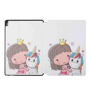 For Lenovo Tab M10 X505 Dual-folding Coloured Drawing Voltage Horizontal Flip PU Leather Case with Holder(Girl Unicorn)
