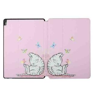 For Lenovo Tab M10 X505 Dual-folding Coloured Drawing Voltage Horizontal Flip PU Leather Case with Holder(Butterfly Cat)