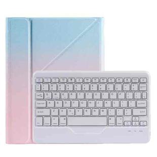 B07 Splittable Bluetooth Keyboard Leather Tablet Case with Triangle Holder & Pen Slot For iPad 9.7 2018 & 2017 / Pro 9.7 / Air 2(Gradient Blue Pink)