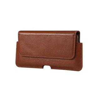 Universal Cow Leather Mobile Phone Leather Case Waist Bag For 5.5-6.5 inch and Below Phones(Brown)