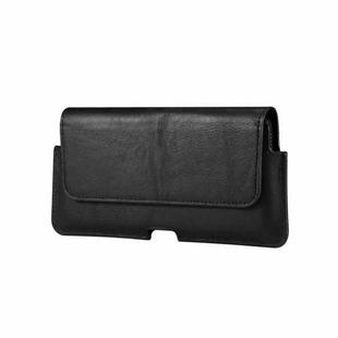 Universal Cow Leather Horizontal Mobile Phone Leather Case Waist Bag For 7.2 inch and Below Phones(Black)