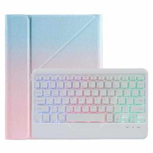 B07S Splittable Backlight Bluetooth Keyboard Leather Tablet Case with Triangle Holder & Pen Slot For iPad 9.7 2018 & 2017 / Pro 9.7 / Air 2(Gradient Blue Pink)