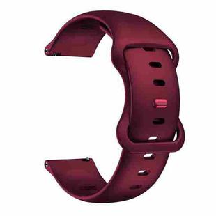 20mm For Samsung Galaxy Watch Active 3 41mm Butterfly Buckle Silicone Watch Band(Wine Red)
