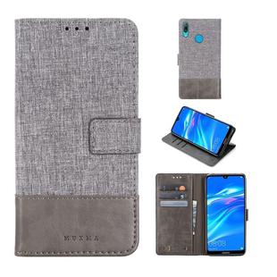 For Huawei Y7 Pro (2019) MUXMA MX102 Horizontal Flip Canvas Leather Case with Stand & Card Slot & Wallet Function(Grey)