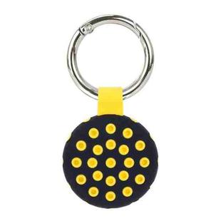 Dot Anti-scratch Shockproof Silicone Protective Cover Case with Keychain Hook Loop For AirTag(Yellow+Black)