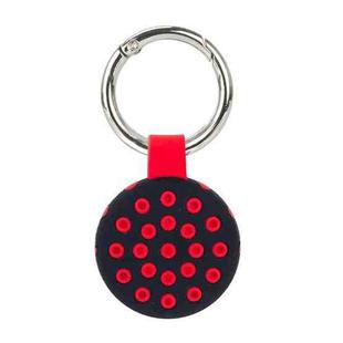 Dot Anti-scratch Shockproof Silicone Protective Cover Case with Keychain Hook Loop For AirTag(Red+Black)