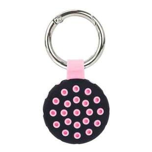 Dot Anti-scratch Shockproof Silicone Protective Cover Case with Keychain Hook Loop For AirTag(Pink+Black)