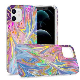For iPhone 12 mini Laser Glitter Watercolor Pattern Shockproof Protective Case (FD1)