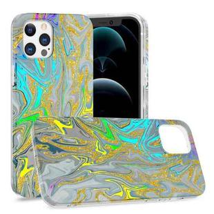 For iPhone 12 Pro Max Laser Glitter Watercolor Pattern Shockproof Protective Case(FD2)