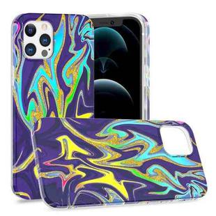 For iPhone 12 Pro Max Laser Glitter Watercolor Pattern Shockproof Protective Case(FD3)