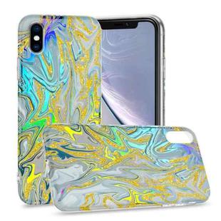 For iPhone X / XS Laser Glitter Watercolor Pattern Shockproof Protective Case(FD2)