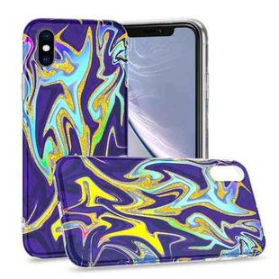 For iPhone X / XS Laser Glitter Watercolor Pattern Shockproof Protective Case(FD3)