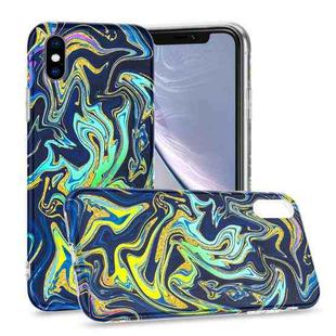 For iPhone XS Max Laser Glitter Watercolor Pattern Shockproof Protective Case(FD4)