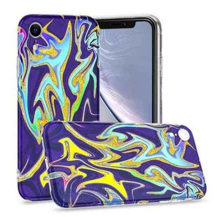 For iPhone XR Laser Glitter Watercolor Pattern Shockproof Protective Case(FD3)