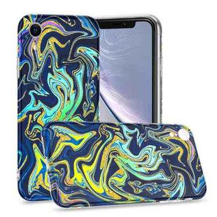 For iPhone XR Laser Glitter Watercolor Pattern Shockproof Protective Case(FD4)