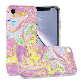 For iPhone XR Laser Glitter Watercolor Pattern Shockproof Protective Case(FD5)