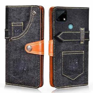 For OPPO Realme Narzo 30A Denim Horizontal Flip Leather Case with Holder & Card Slot & Wallet(Black)