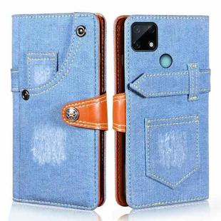For OPPO Realme Narzo 30A Denim Horizontal Flip Leather Case with Holder & Card Slot & Wallet(Light Blue)