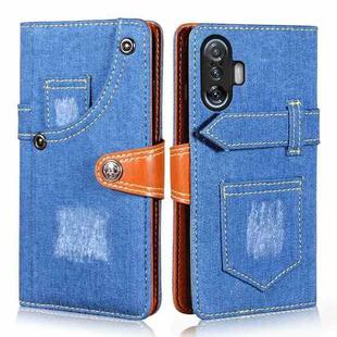 For Xiaomi Redmi K40 Gaming Edition Denim Horizontal Flip Leather Case with Holder & Card Slot & Wallet(Dark Blue)