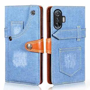 For Xiaomi Redmi K40 Gaming Edition Denim Horizontal Flip Leather Case with Holder & Card Slot & Wallet(Light Blue)