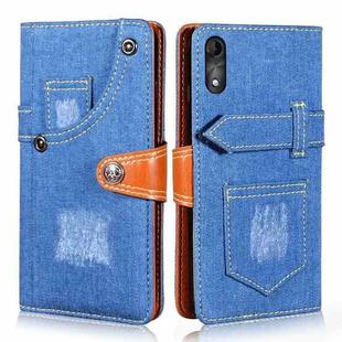 For Wiko Y51 Denim Horizontal Flip Leather Case with Holder & Card Slot & Wallet(Dark Blue)