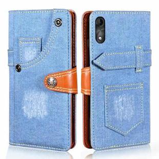 For Wiko Y51 Denim Horizontal Flip Leather Case with Holder & Card Slot & Wallet(Light Blue)