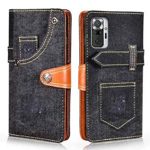 For Xiaomi Redmi Note 10 Pro 5G Denim Horizontal Flip Leather Case with Holder & Card Slot & Wallet(Black)