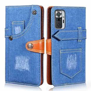 For Xiaomi Redmi Note 10 Pro 5G Denim Horizontal Flip Leather Case with Holder & Card Slot & Wallet(Dark Blue)