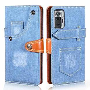 For Xiaomi Redmi Note 10 Pro 5G Denim Horizontal Flip Leather Case with Holder & Card Slot & Wallet(Light Blue)